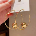 Round Drop Earrings for Women Large Circle Hoop Jewelry Gold Tone Gift