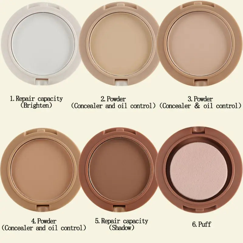 Concealer & Contouring Powder Set - 5 Colors Brighten & Oil Control Makeup