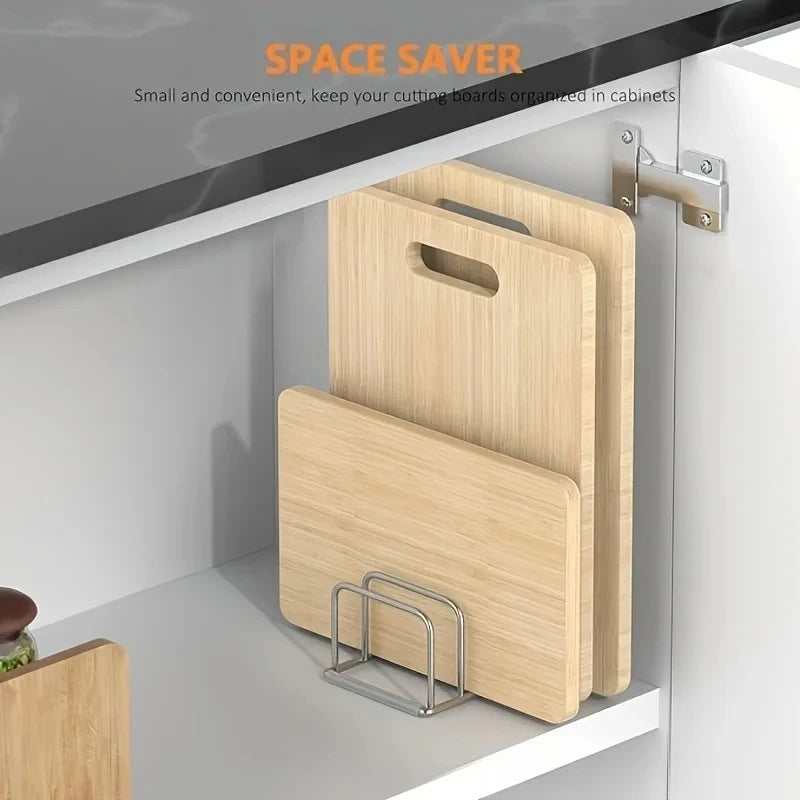 Stainless Steel Cutting Board Holder Rack Kitchen Countertop Storage Organizer