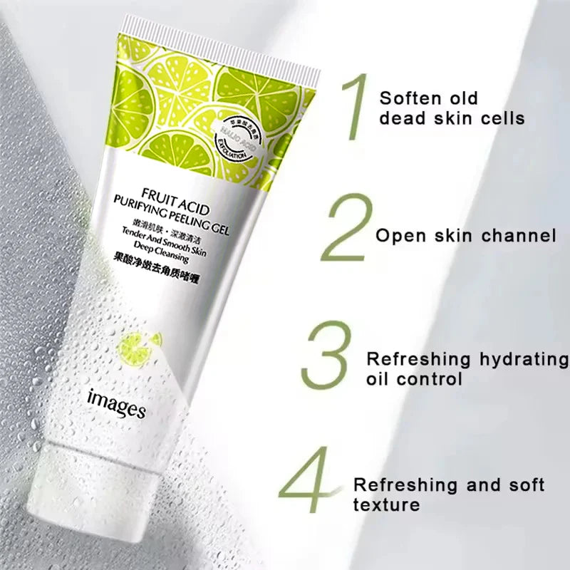 Natural Fruit Acid Peeling Gel Facial Cleanser - Deep Nourishing & Brightening, 80g