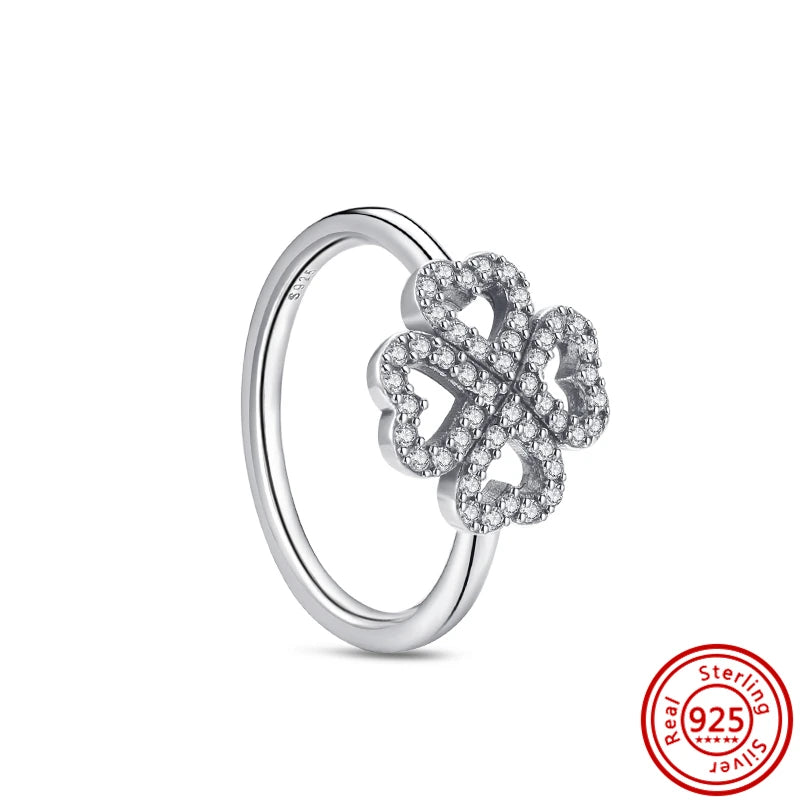 Sterling Silver Arrow & Four-Leaf Clover Women’s Stacking Ring Jewelry Gift