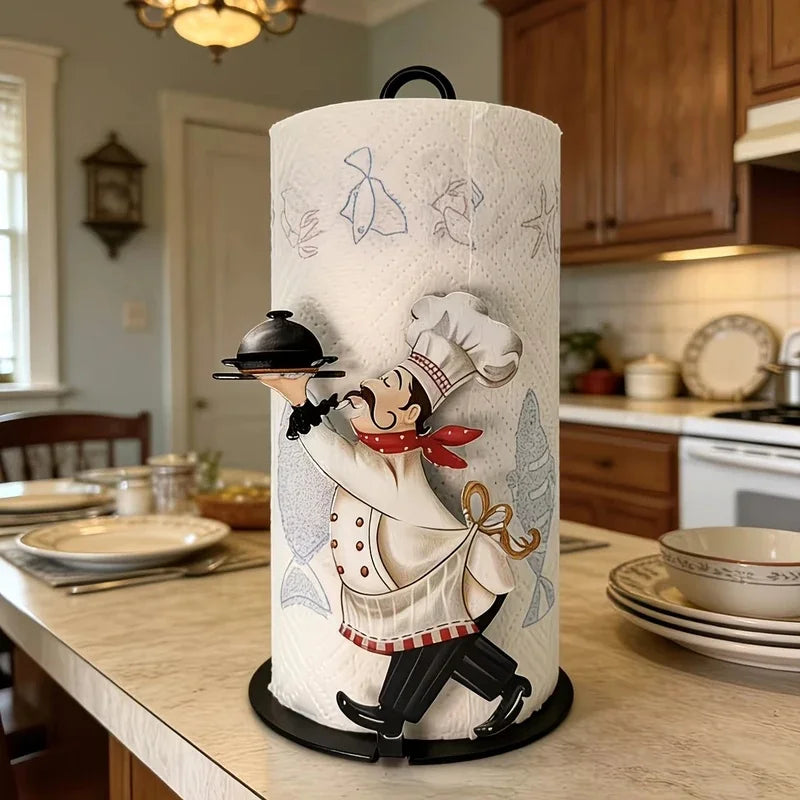 Tissue Holder with Tray - Freestanding Paper Towel and Napkin Organizer for Kitchen