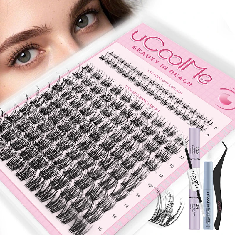 Waterproof Eyelash Clusters Kit with Bond & Seal Remover - Natural Look, Beginner Friendly