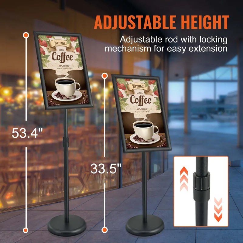 Adjustable Floor Sign Holder for 11x17 Posters - Heavy Duty Indoor Outdoor Display Stand