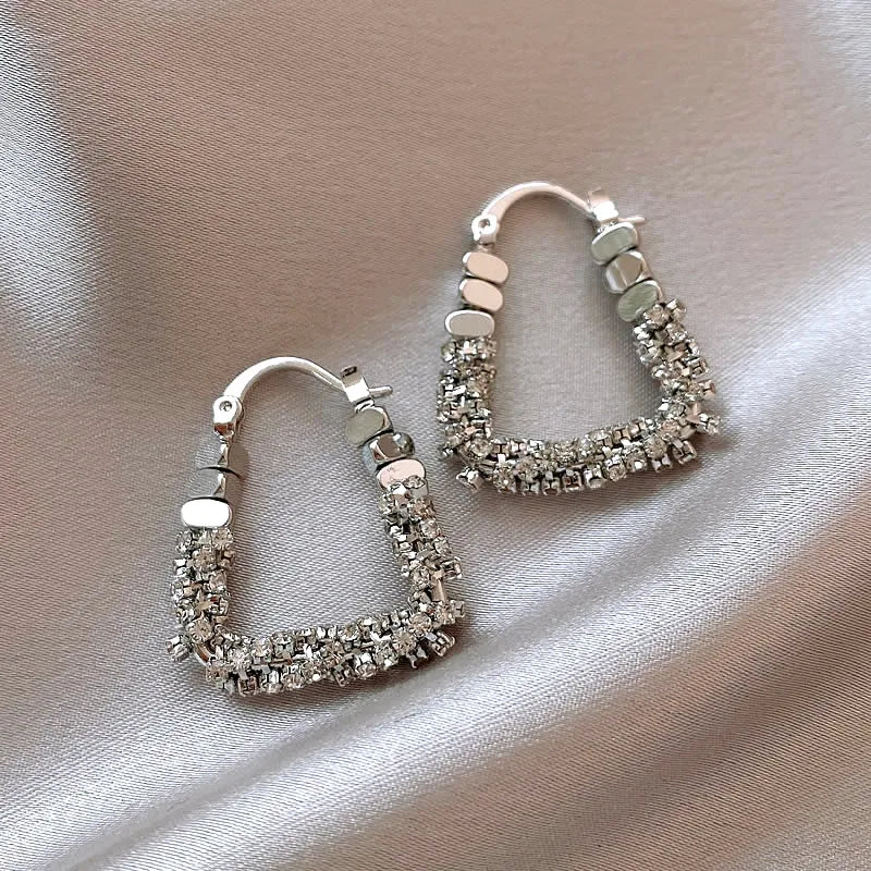 Geometric Irregular Micro Set Zircon Metal Earrings for Women - 2025 Fashion Jewelry