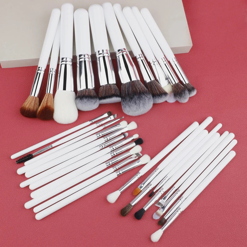 30Pcs Makeup Brush Set Professional Eye Contour Blending Brushes White Handle