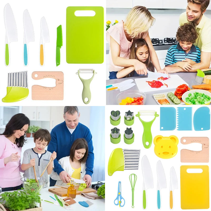 Kids Cooking Cutter Set - Toddler Plastic Knife & Peeler Kitchen Accessories