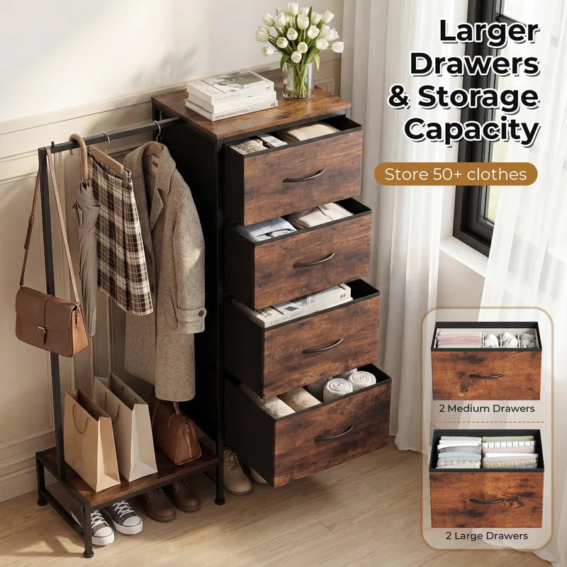 Multi-Functional Closet Organizer with Hanging Rack & Shoe Storage