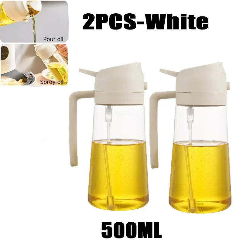 Multi-Function Oil Dispenser Bottle for Kitchen & Barbecue - Refillable Spray & Pour, 500ml