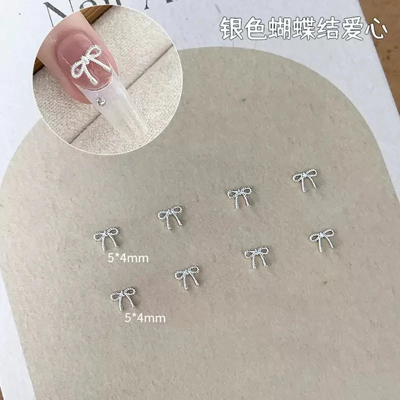 50pcs Alloy Bow Heart Nail Charms Set for Nail Art Decorations DIY