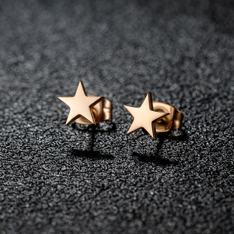 Pair of Stainless Steel Star Earrings for Women - Tiny Celestial Stud Jewelry