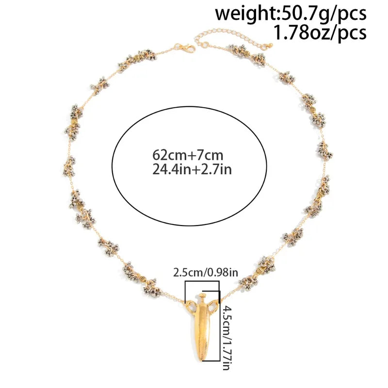 Geometric Pendant Necklace for Women Colorful Flower Petal Design Long Chain Jewelry
