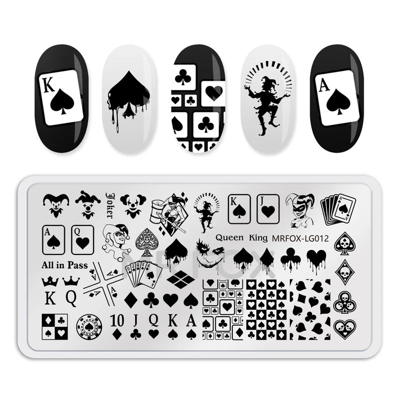 Nail Art Stamping Plate Black and White Checkerboard Design for DIY Manicure