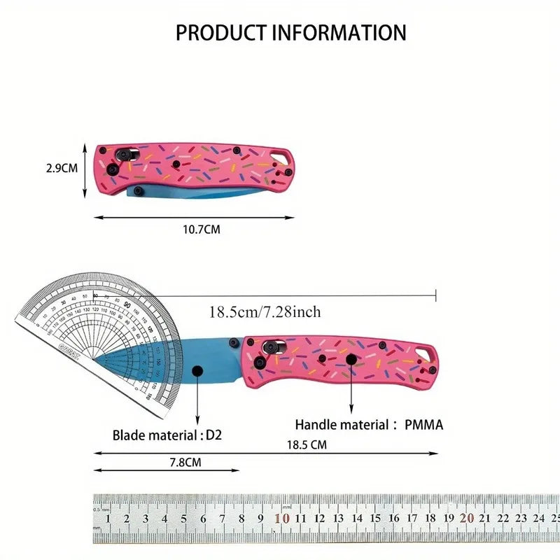 Donut Handle Folding Knife - Stainless Steel Blade Outdoor Gift for Men