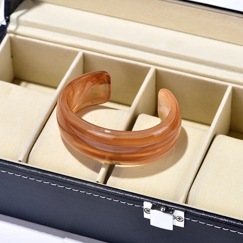 Vintage Open Wide Cuff Bracelet for Women Geometric Acrylic Jewelry
