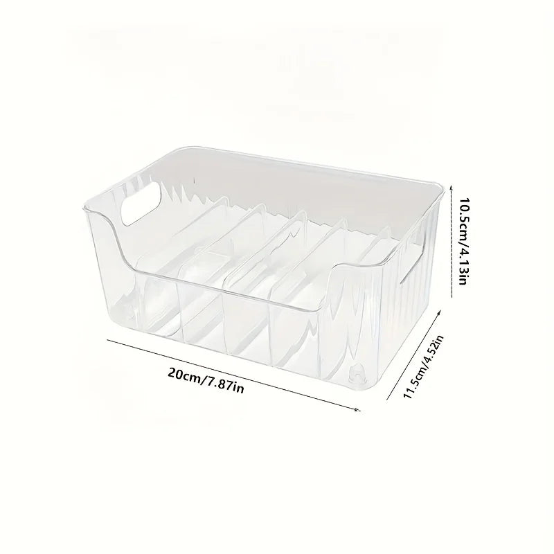 Clear Plastic Spice and Snack Storage Box with Adjustable Divider – Kitchen Organizer