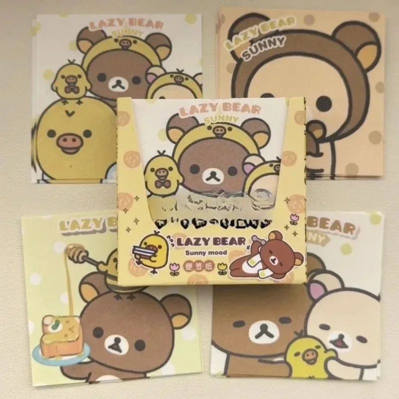 Cute Bear Memo Paper Set - Non-Sticky Cartoon Message Notes for Girls & Students