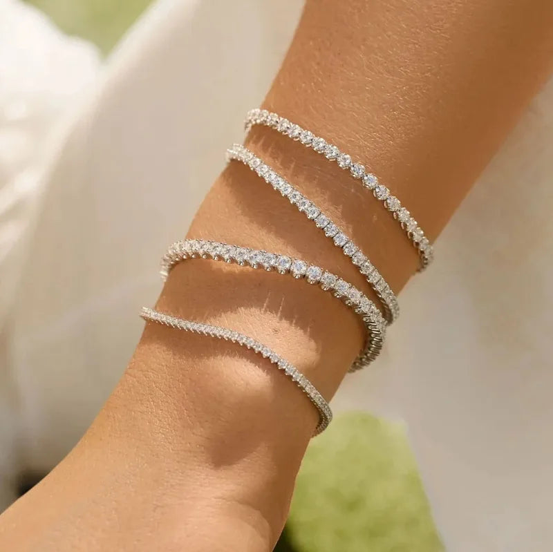 Zirconia Tennis Bracelet for Women Trendy Crystal Bangle Jewelry for Teen & Wedding