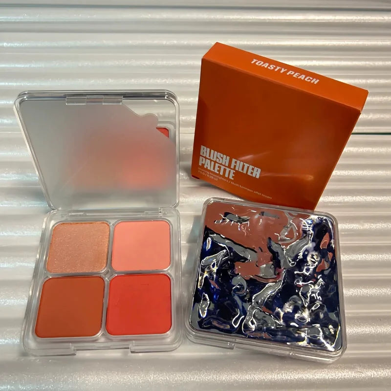 4-in-1 Cheek & Highlighter Palette - Matte Shimmer Face Makeup for Daily Use
