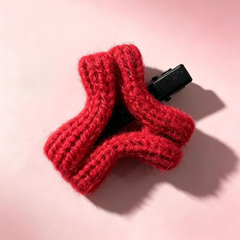 Creative Crochet Hair Clips Set for Women - Red, Gray, Yellow, Gold Variations
