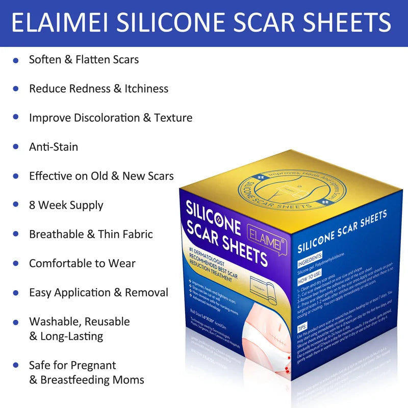 Invisible Silicone Scar Sheets - Reusable Skin Care Cover Tape 4cm x 150/300cm