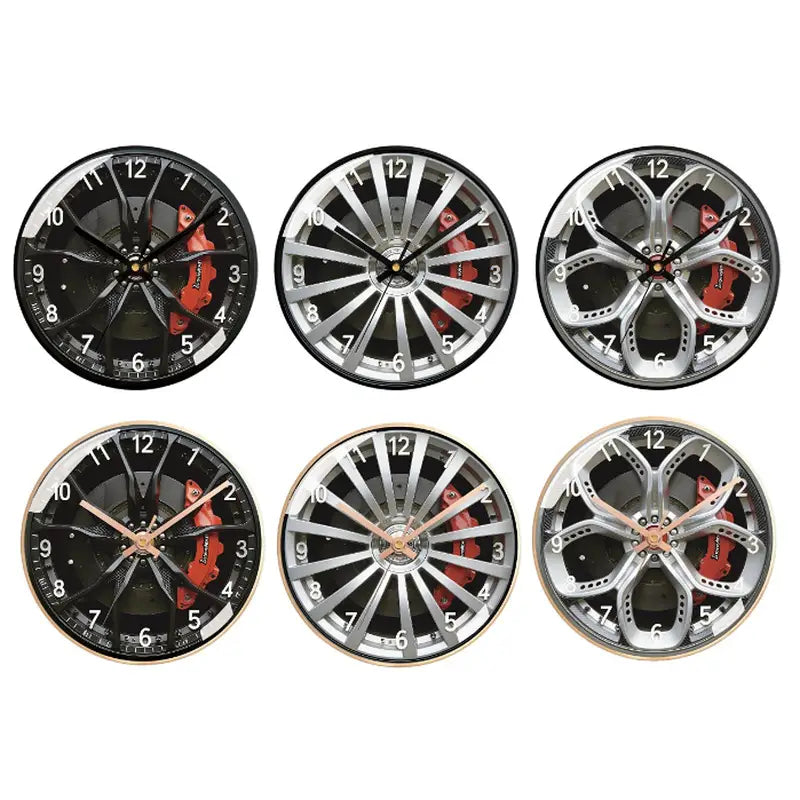 Modern Wall Clock with Car Wheel Tire Design - Silent Round Home Decor