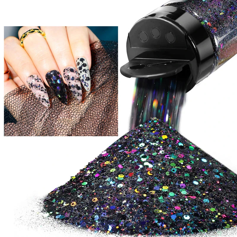Holographic Chunky Glitter Powder for Crafts & Nail Art - 50g Multi-Color
