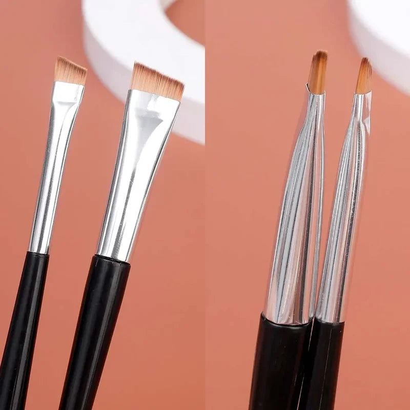 Double Head Eyeliner & Eyebrow Brush Set - Portable Makeup Tools