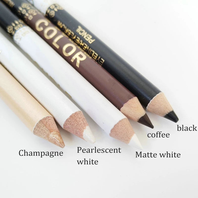 Dual-Color Wooden Gel Eyeliner Pencil - Black White & Brown Shades