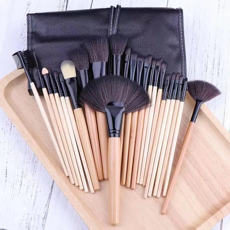 24Pcs Makeup Brush Set - Professional Synthetic Hair Cosmetic Tools for Face & Eyes