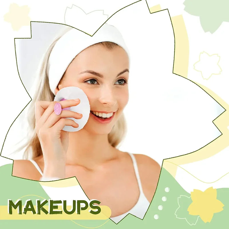 Cosmetic Loose Powder Container with Fluffy Puff & Floral Pattern, Travel Makeup Case