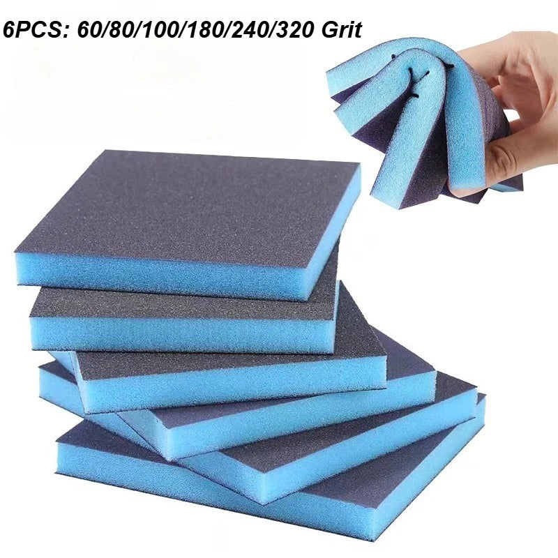 6-Pack Grit Sanding Sponges for Wet Dry Wood Metal Furniture Painting
