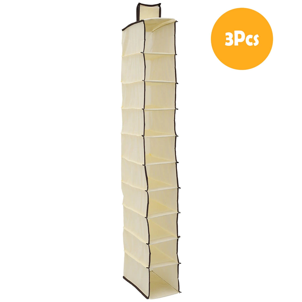 10-Shelf Hanging Shoe Organizer Closet Storage Rack with Foldable Design