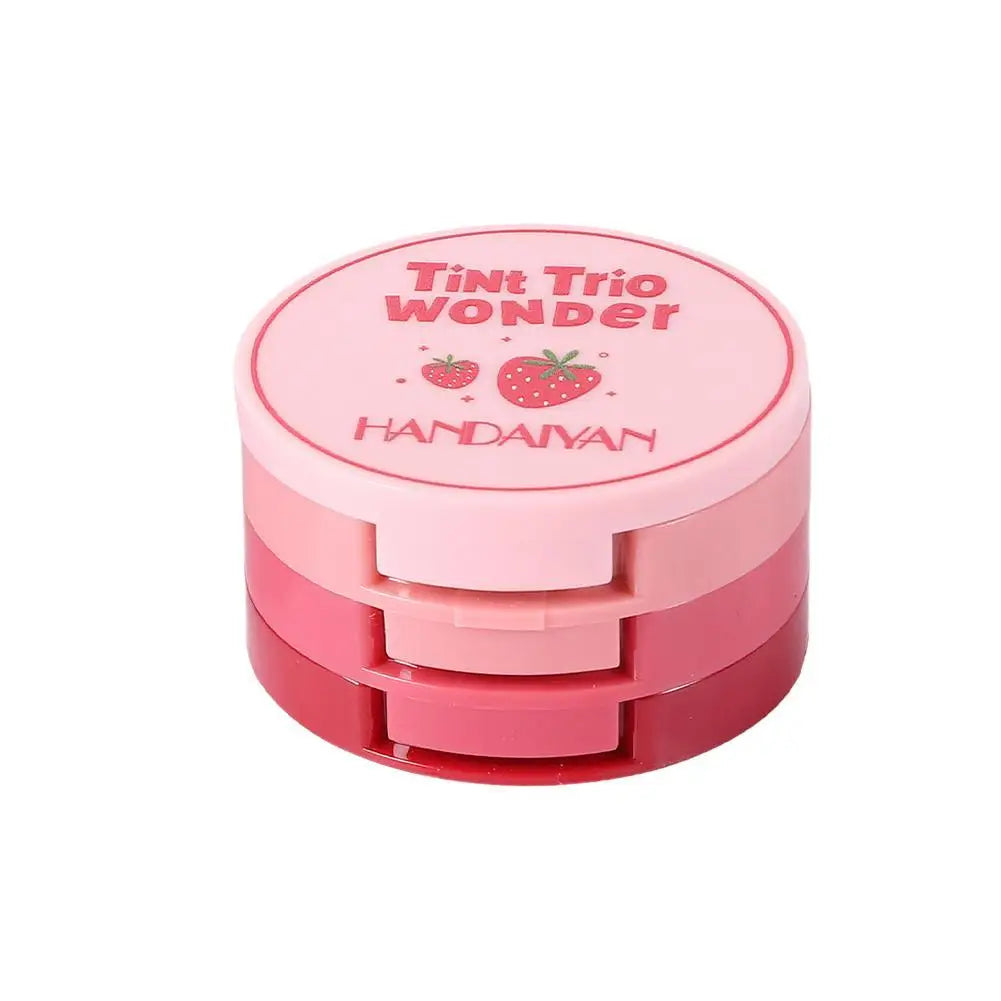 Multi-Use Makeup Palette with 3 Colors for Cheeks Lips & Eyes - Folding Matte Blush & Lip Tray