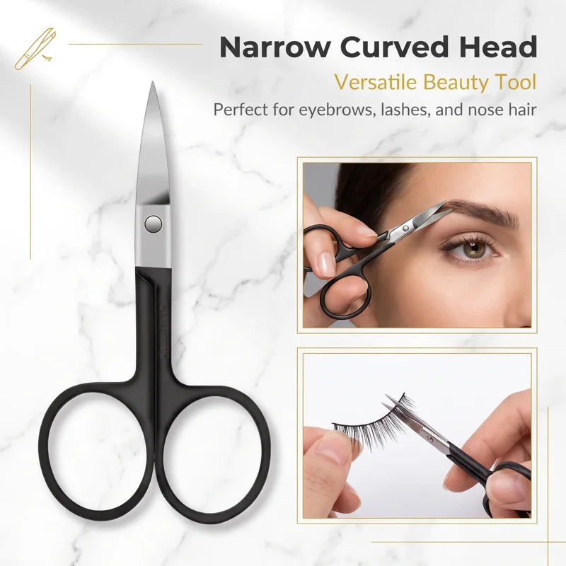 5-Piece Stainless Steel Eyebrow & Lash Tweezers Set Professional Hair Removal Tools