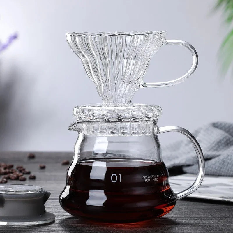 Hand Brew Coffee Carafe with Lid - Clear Glass, Multiple Sizes, Cloud Shape