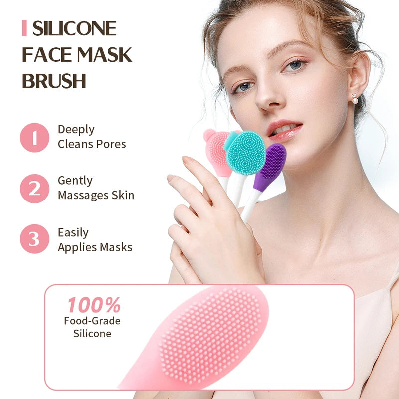 Facial Silicone Brush & Mask Applicator Set - 2-in-1 Spa Skincare Tool