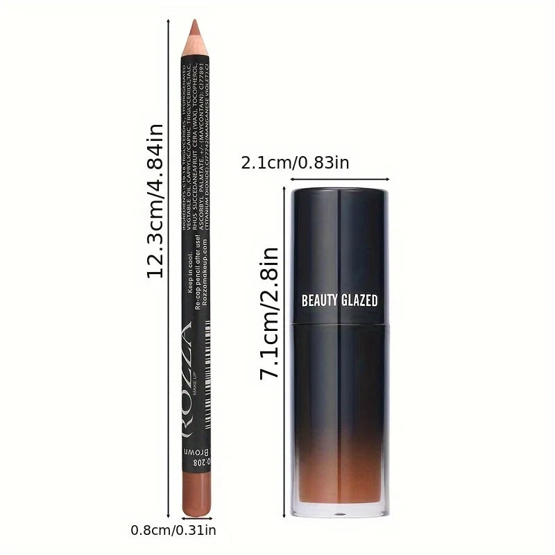 Lip Liner and Lip Oil Set - Waterproof, Long-Lasting, Moisturizing Lip Makeup