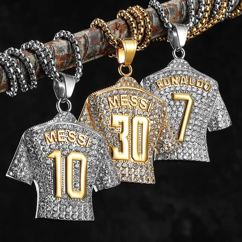 Stainless Steel Football Necklace Chain - Messi Ronaldo Neymar Mbappé Harland Jewelry