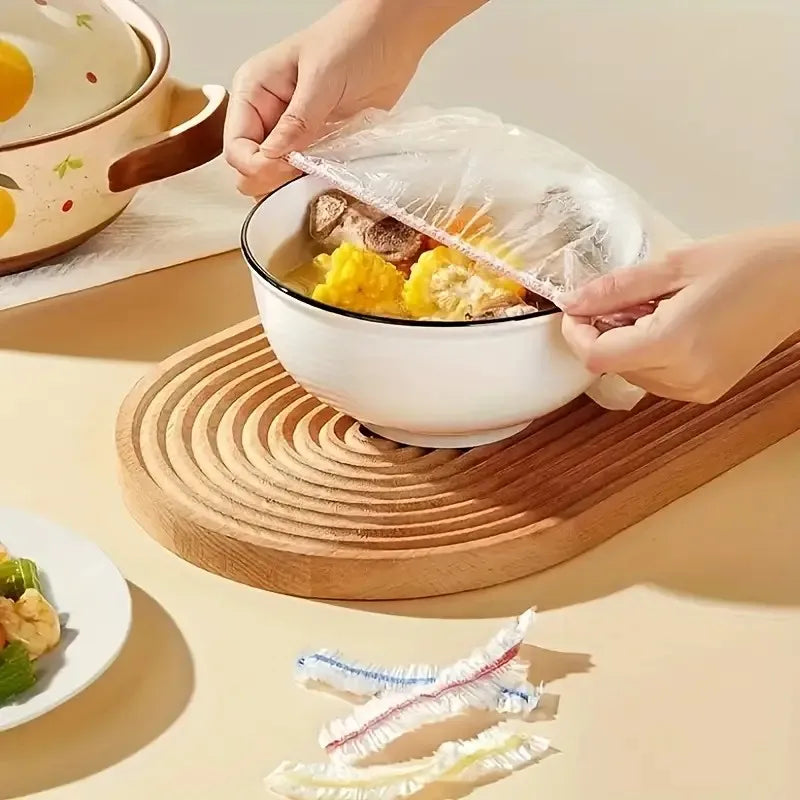 100Pcs Colorful Food Cover Lids Set Elastic Wraps for Bowl & Food Storage