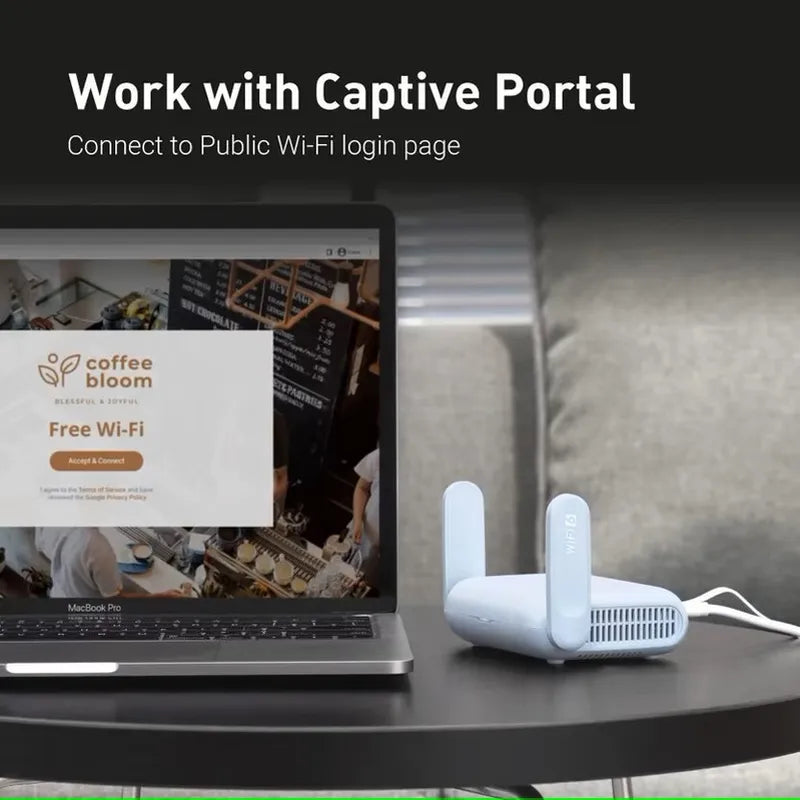 Wi-Fi 6 Travel Router with VPN & Captive Portal - Dual Band Gigabit Support