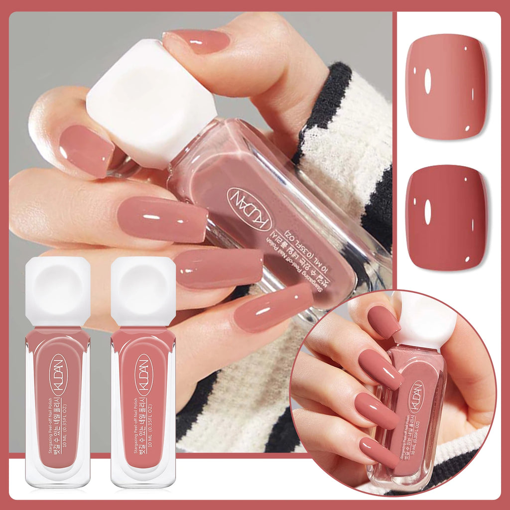 Water-Based Peel Off Nail Polish Set - 10ml Long Lasting Quick Drying 2 Pack