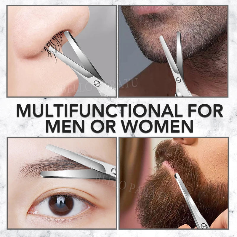 Nose Hair Scissors Trimmer - Stainless Steel Facial Hair Grooming Tool