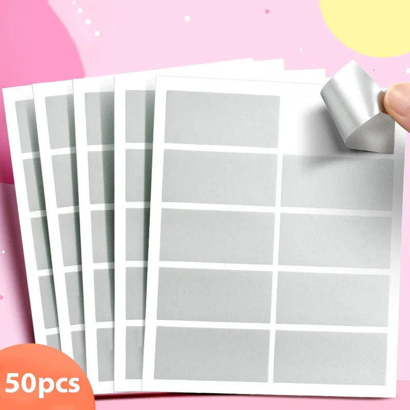 50 Pcs PVC Scratch-Off Stickers for Party Games Crafts and Stationery