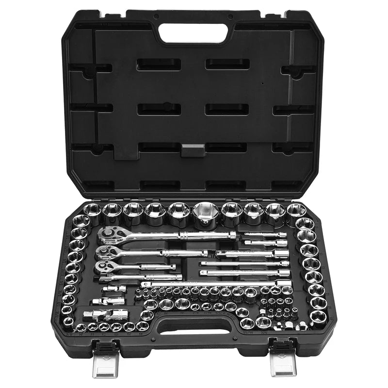 86-Piece Socket Set with Ratchet Wrench - SAE & Metric Mechanic Tool Kit