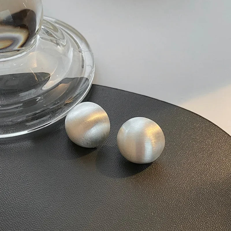 Exaggerated Personality Round Matte Stud Earrings for Women – Party Jewelry Accessory