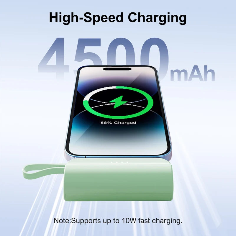 Mini Portable Power Bank 4500mAh Dual USB-C Phone Charger Compact