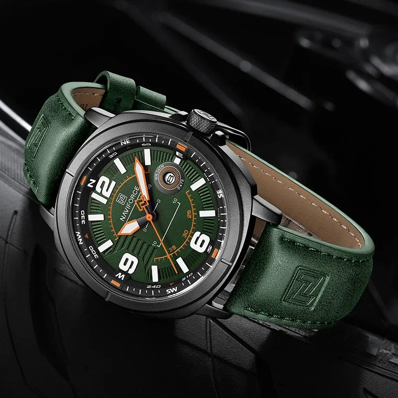 Men's Quartz Watch 3ATM Waterproof Shockproof Leather Casual Business Wristwatch