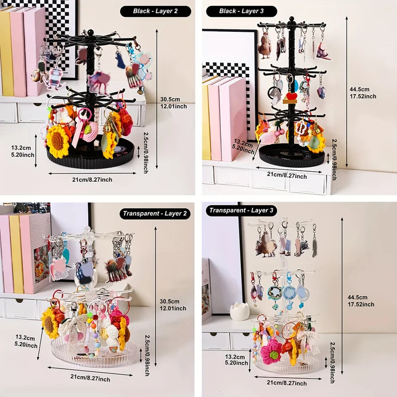 Multi-Layer Rotatable Jewelry Display Rack with Hooks for Organizing Bracelets & Accessories