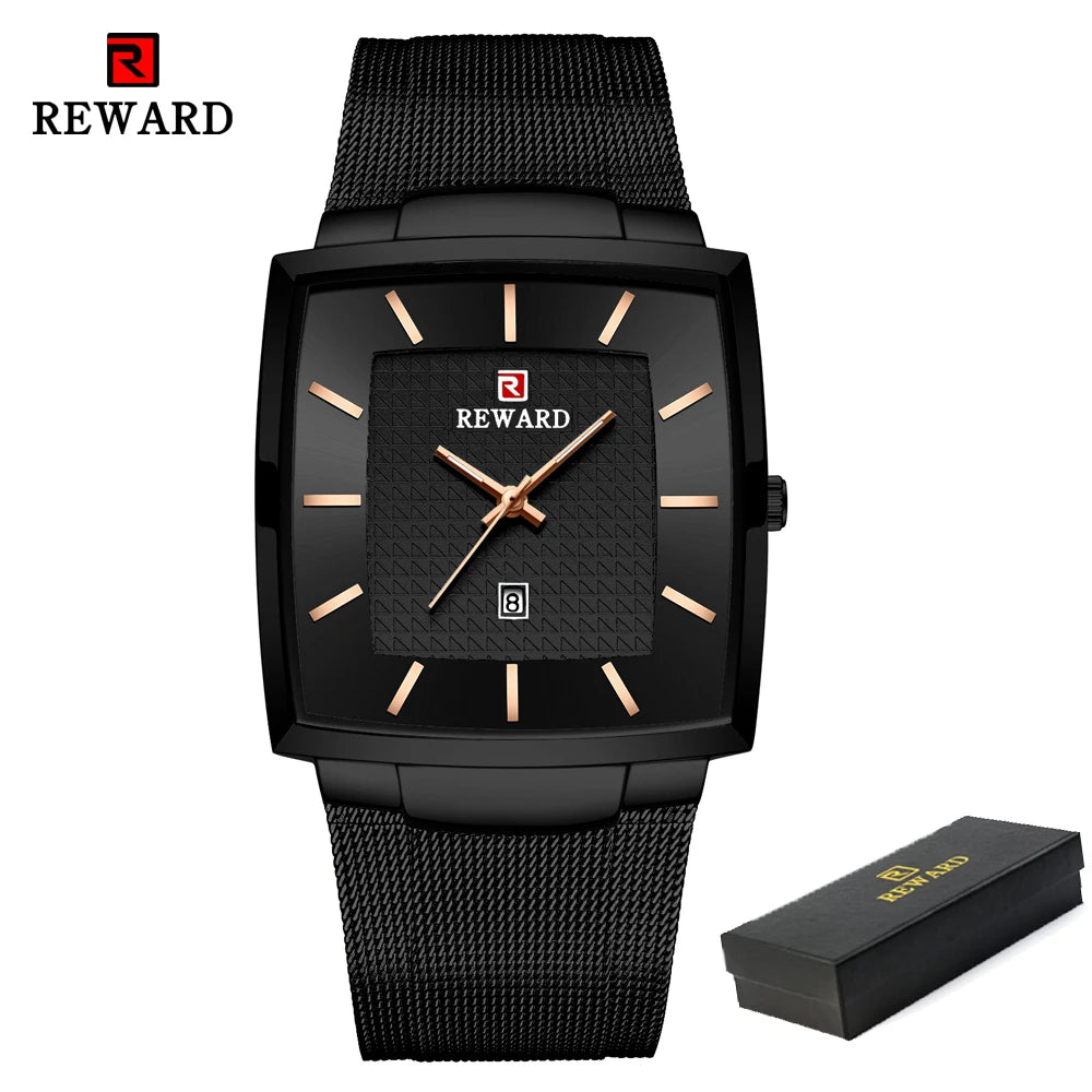 Luxury Men's Square Stainless Steel Waterproof Quartz Wristwatch – Top Brand